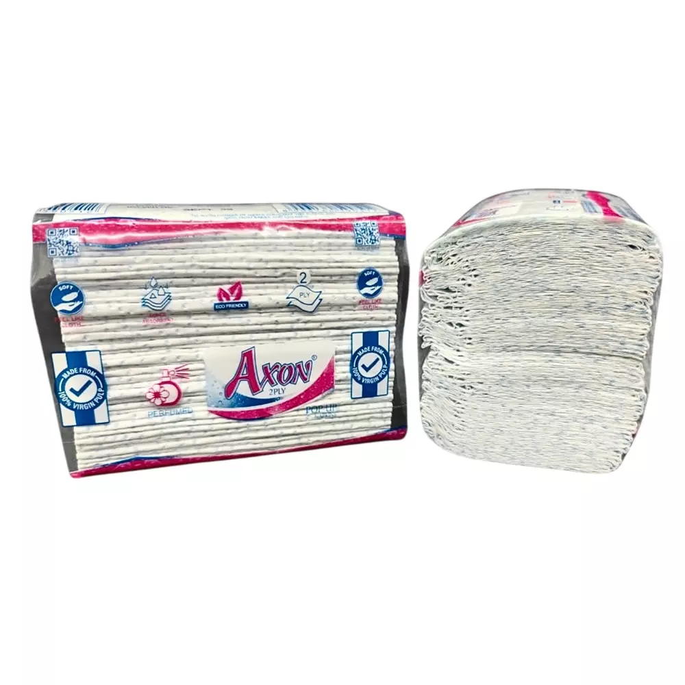 Axon Tissue Paper Popup Type 50 Pcs Each Blue 2 Ply 21x10 cm Size for Cleaning and Wiping, AP50B12 (Pack of 12 Packet)