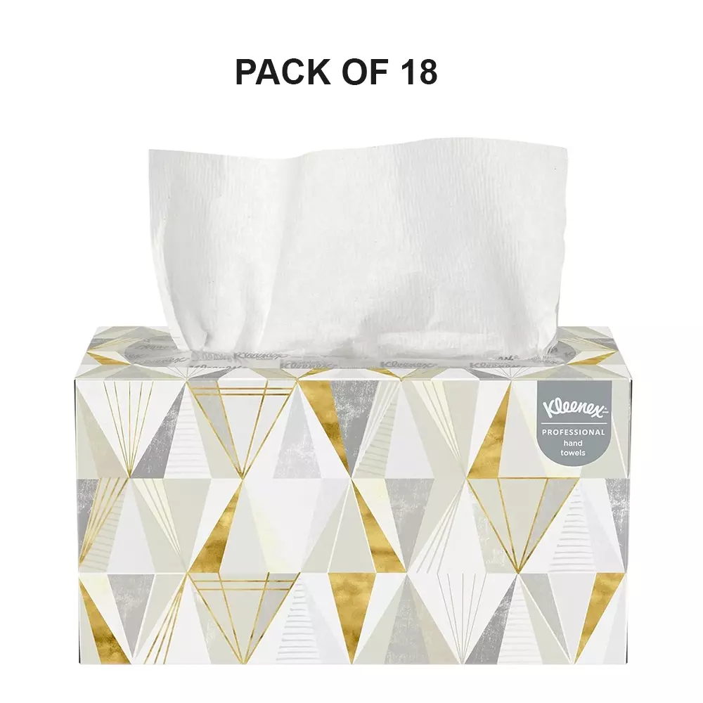 KLEENEX Premium Hand Paper Towels Box White 1 Ply, 1701A (Pack of 18 Box)