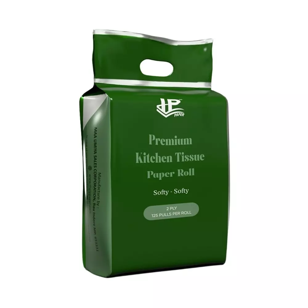 IP Paper 2 Roll Per Packets 2 Ply Kitchen Tissue Roll Pulp Paper White Color, 125 Pulls Each for Kitchen & Dining, KR_2Ply_02N (Pack of 100 Packets)
