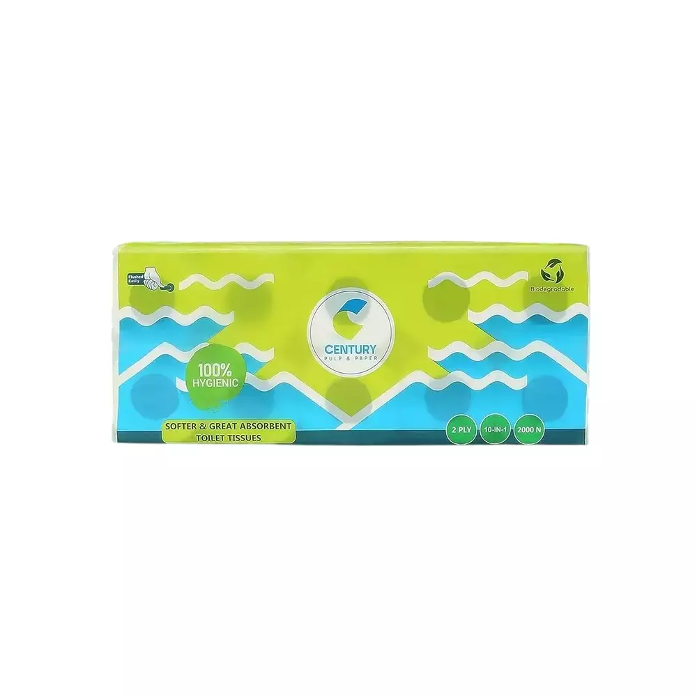 Century 300 Pulls Each Toilet Tissue Paper 2 Ply Ultra Soft, Virgin Pulp, White, (Pack of 10 Rolls)