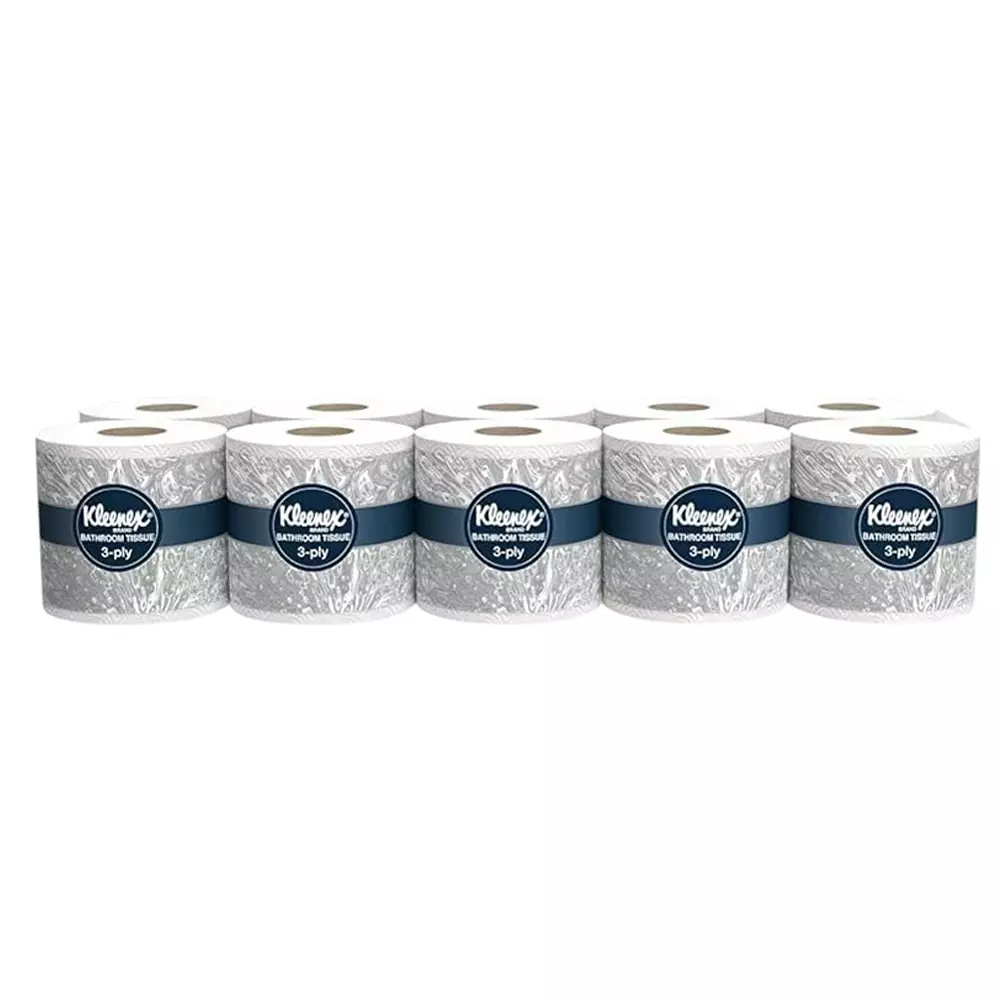 KLEENEX Standard Toilet Tissue Paper White 3 Ply 8x45x17 cm, 82026 (Pack of 100 Rolls)