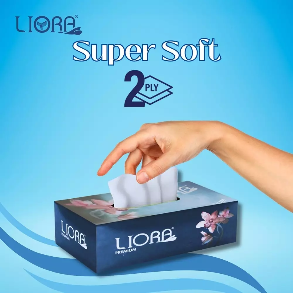 Liora Soft Facial Tissue Paper 100 Pulls in 1 Box 2-Ply White (Pack of 60)