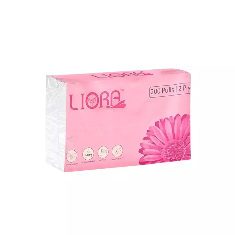 Liora Soft Facial Tissue Paper 200 Pulls in 1 Pc 2-Ply White (Pack of 100)