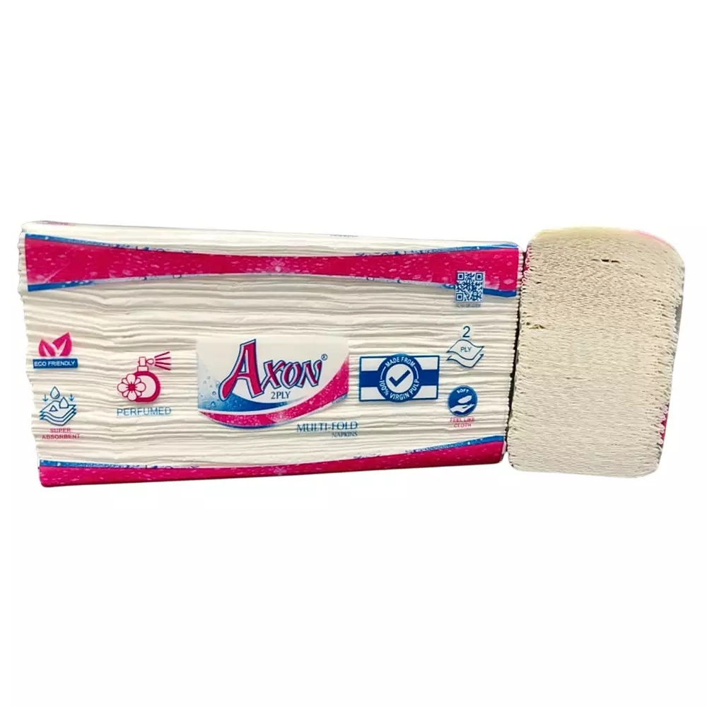 Axon Tissue Paper M Fold Type 75 Pcs Each White 2 Ply 22.5x21 cm Size for Cleaning and Wiping, AM75W6 (Pack of 6 Packet)