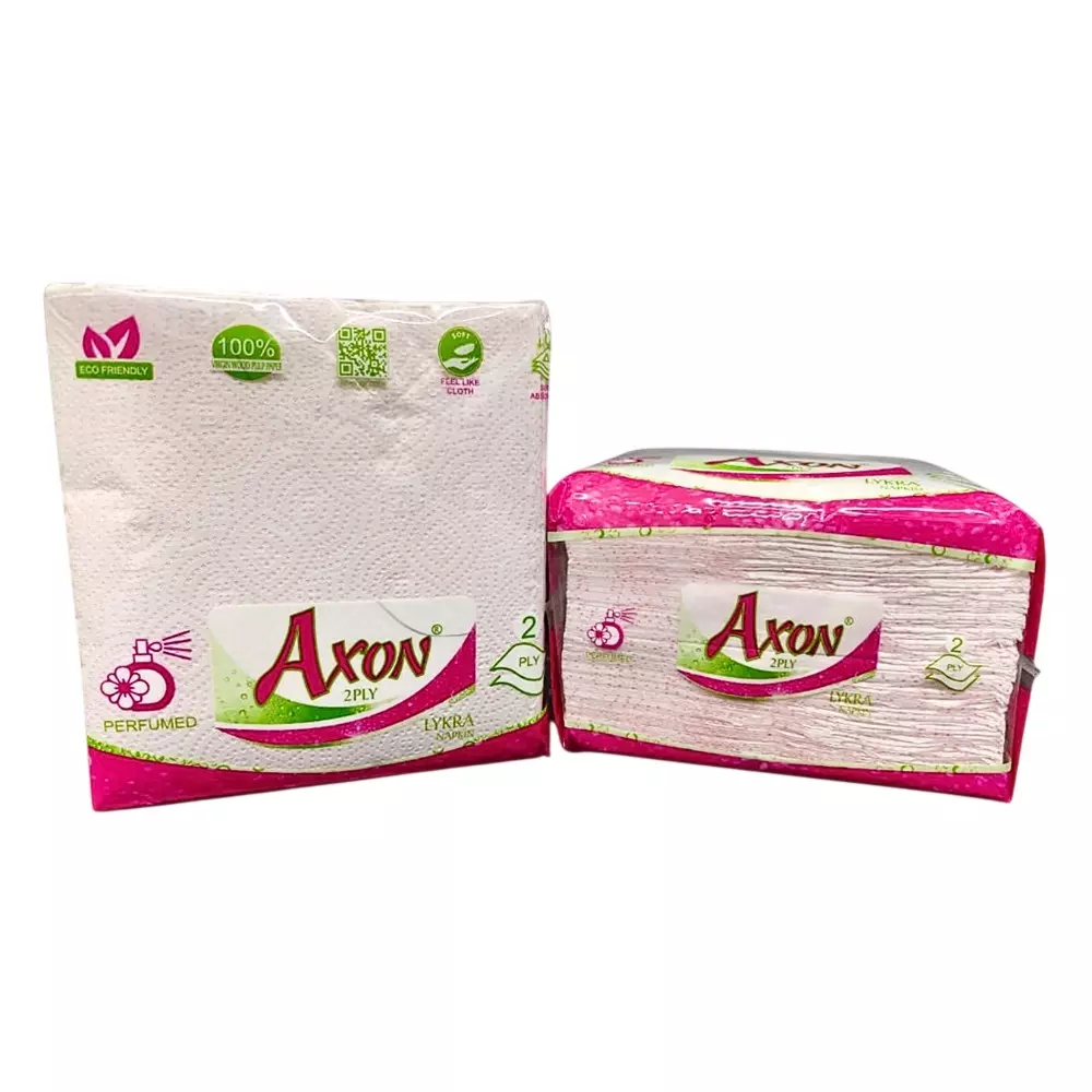 Axon Tissue Paper Lykra Type 50 Pcs Each Pink 2 Ply 40x40 cm Size for Cleaning and Wiping, AYP2 (Pack of 2 Packet)