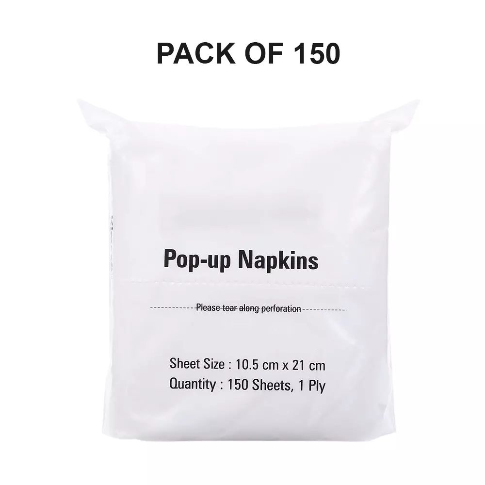 SCOTT Pop-Up Napkin Paper White 1 Ply 10.5x21 cm, 1234 (Pack of 150 Pouch)