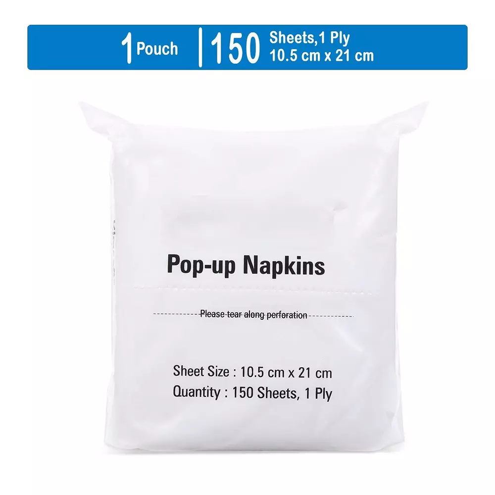 SCOTT Pop-Up Napkin Paper White 1 Ply 10.5x21 cm, 1234 (Pack of 150 Pouch)