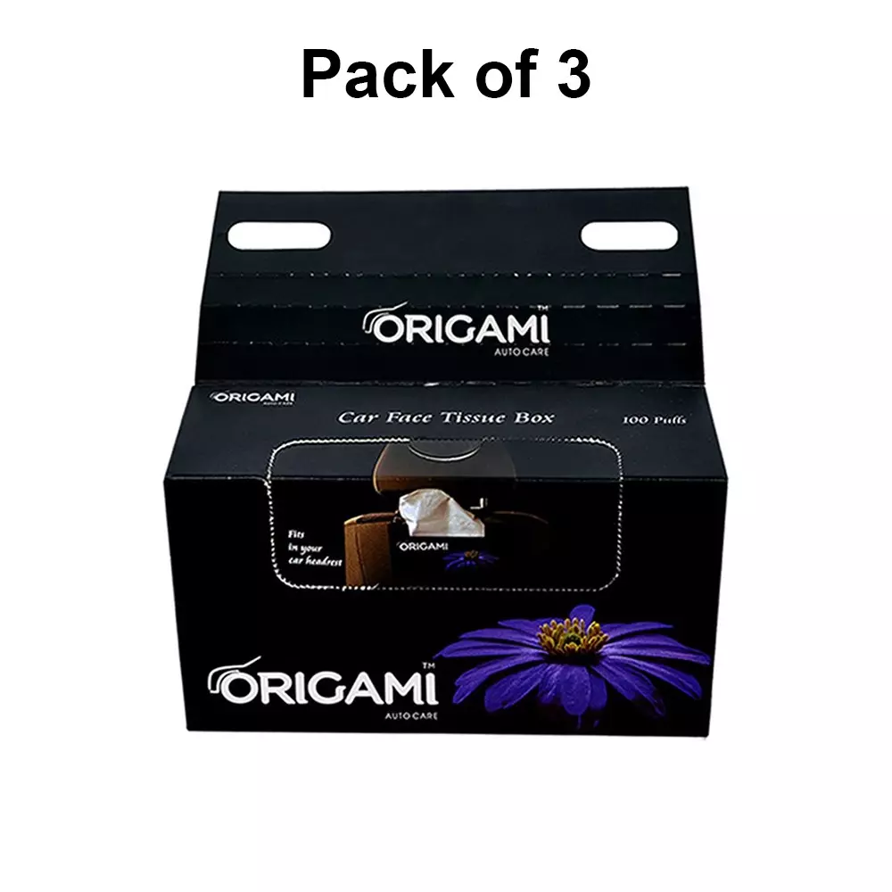 Origami Car Face Tissue Paper 2 Ply 100 Pulls Per Box, 6647 (Pack of 3 Box)