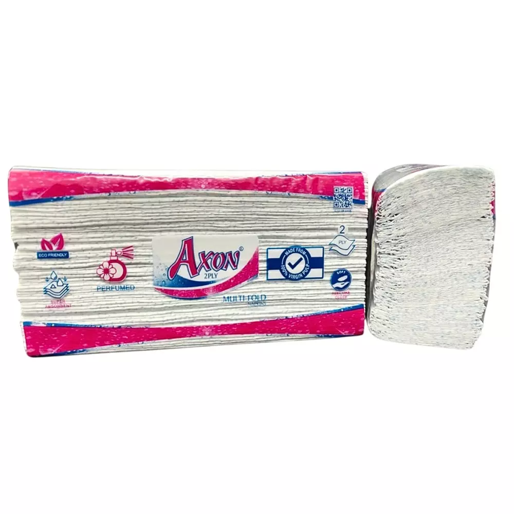 Axon Tissue Paper M Fold Type 75 Pcs Each Blue 2 Ply 22.5x21 cm Size for Cleaning and Wiping, AM75B6 (Pack of 6 Packet)