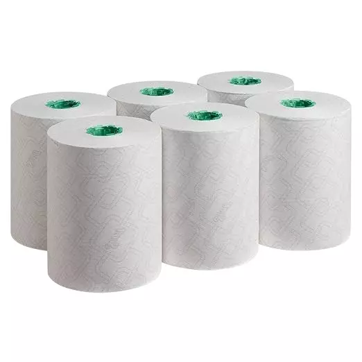 SCOTT Hand Roll Towels Paper White 1 Ply 25 cm x 305 m, 86224 (Pack of 6 Rolls)