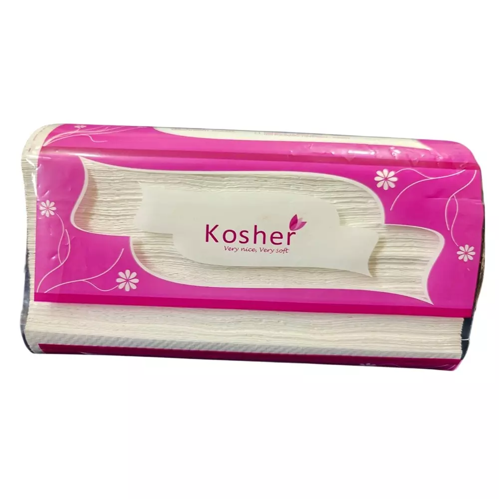 Kosher 125 Sheets Each M Fold (Multi Fold) Washroom Towel 1 Ply, Size 21 x 23 cm for Hotels & Restaurants, K00304 (Pack of 100)