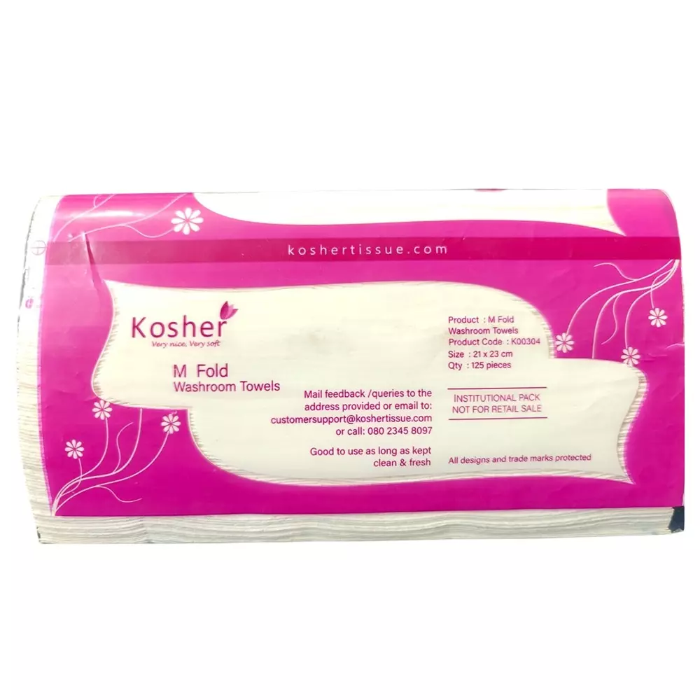 kosher-125-sheets-each-m-fold-multi-fold-washroom-towel-1-ply-size-21-x-23-cm-for-hotels-restaurants-k00304-pack-of-100
