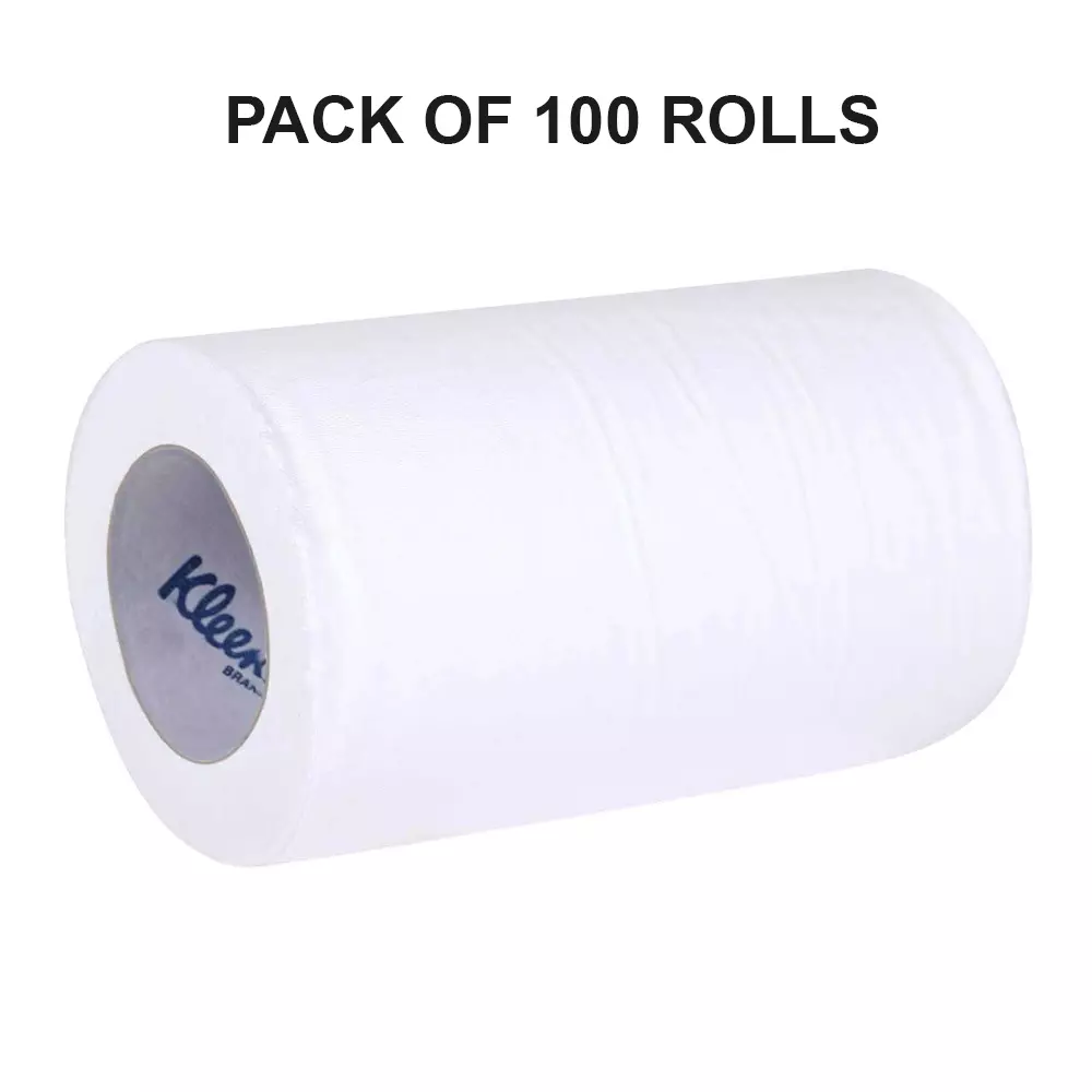 KLEENEX Bathroom Tissue Roll Paper White 2 Ply, 1272 (Pack of 100 Rolls)