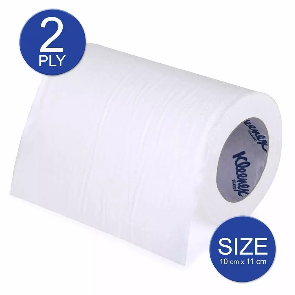 KLEENEX Bathroom Tissue Roll Paper White 2 Ply, 1272 (Pack of 100 Rolls)