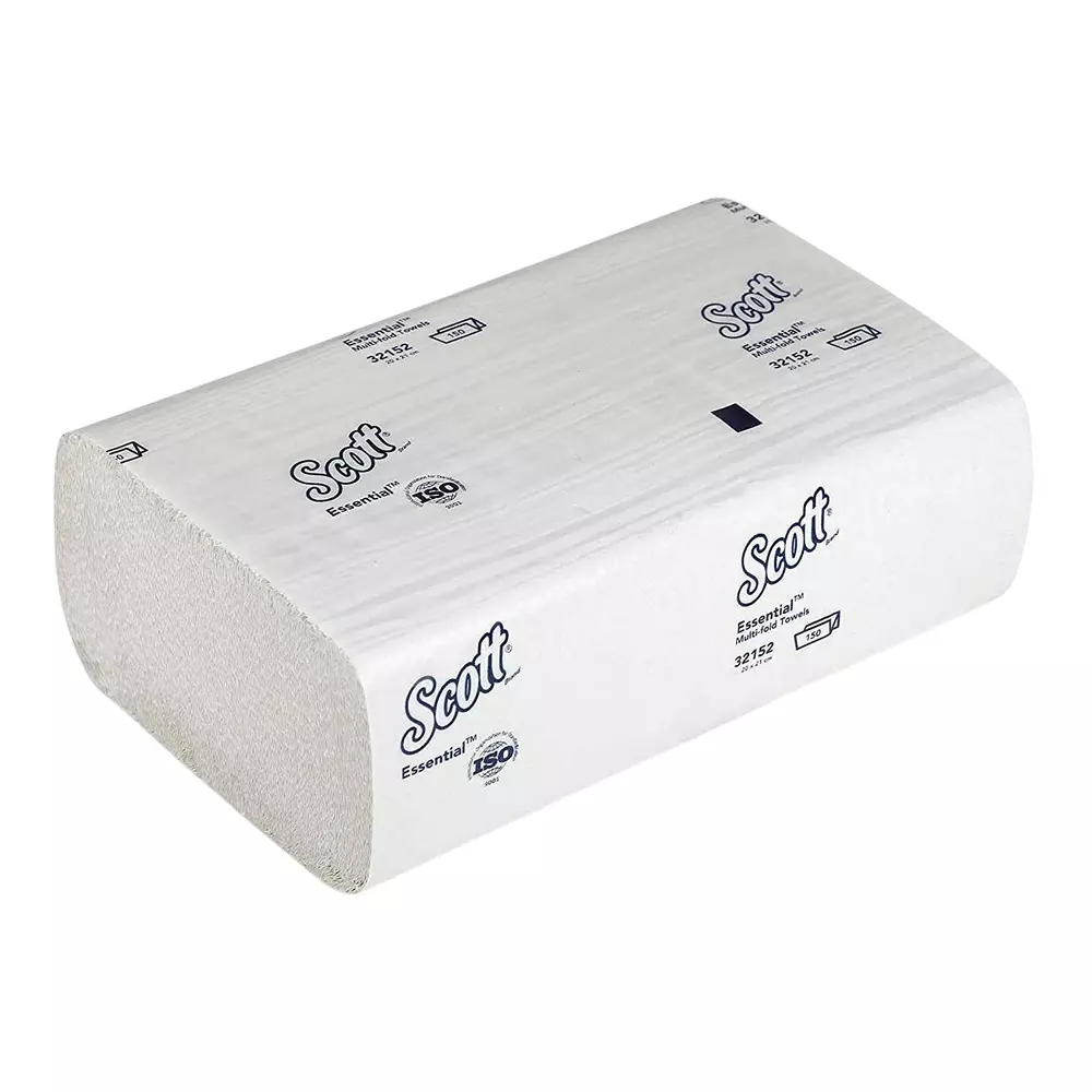 SCOTT Multifold Hand Towels Paper White 1 Ply 21x20 cm, 32152 (Pack of 40 Packets)
