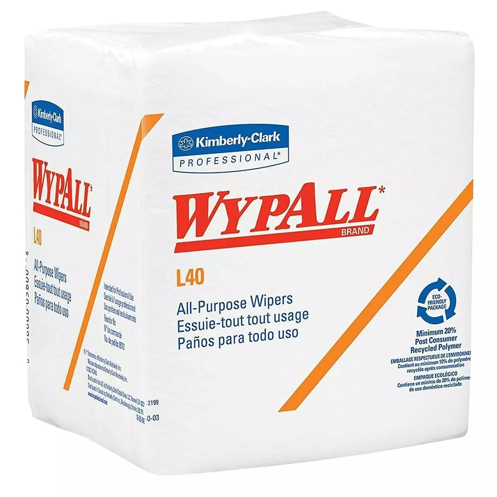 WYPALL L40 Quarter Fold Wipers Fiber White 1 Ply 31.7x33 cm, 5701 (Pack of 18 Packet)
