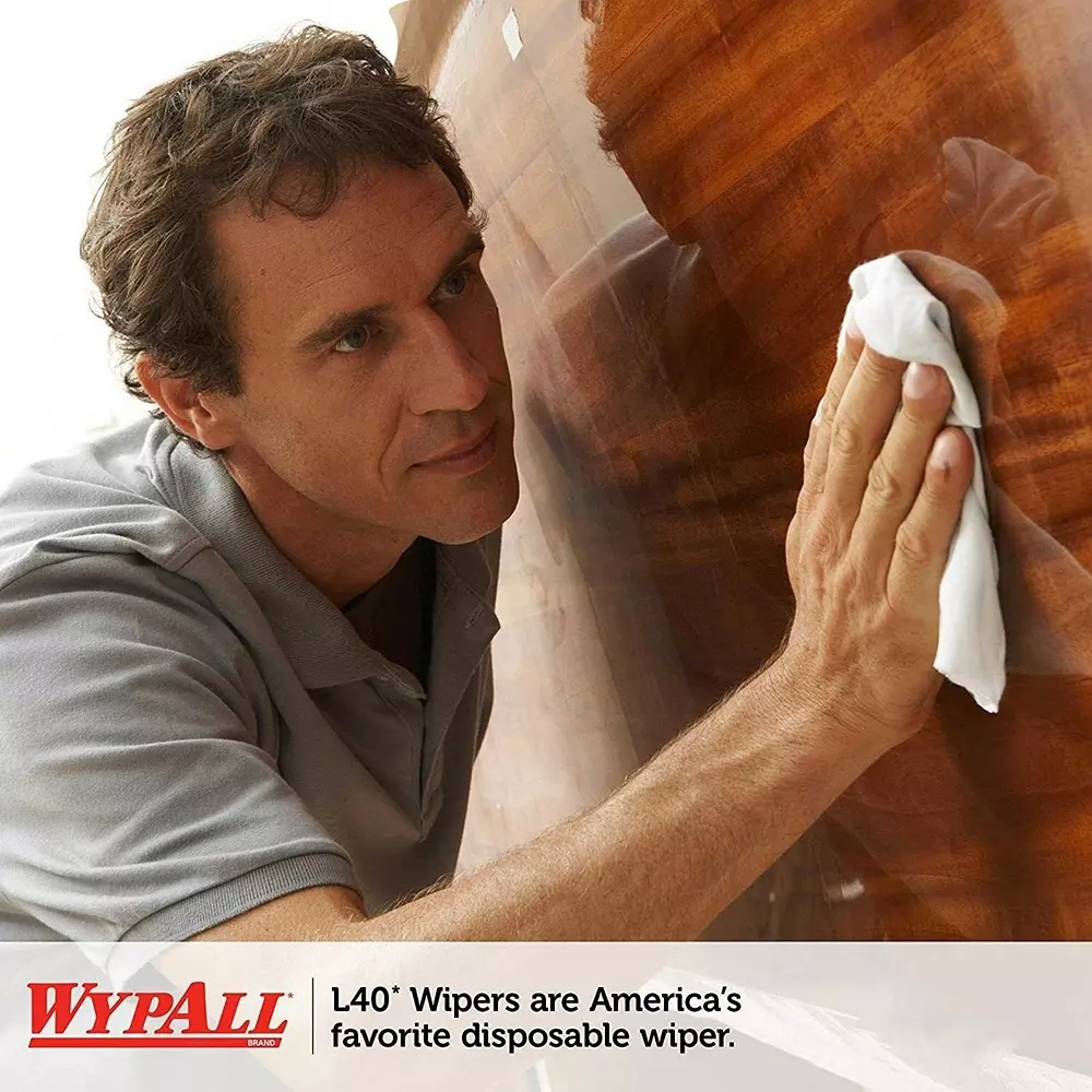 WYPALL L40 Quarter Fold Wipers Fiber White 1 Ply 31.7x33 cm, 5701 (Pack of 18 Packet)