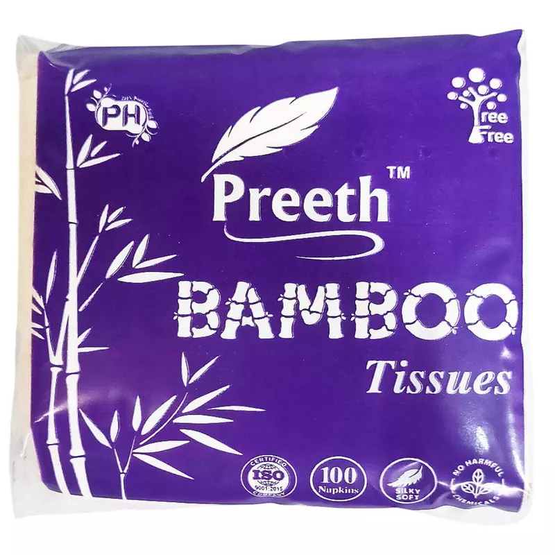 GENERIC Bamboo Pulp Tissue Paper Square Shape 100 Pulls for Bathrooms & Toilet Use, PB100