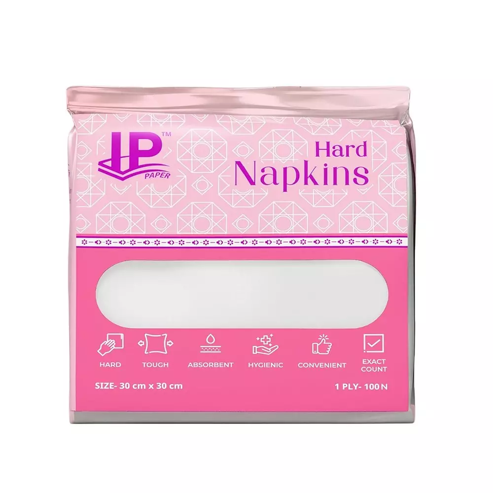 IP Paper 1 Ply Hard Tissue Napkin Paper White Color, Size 30x30 cm and 100 Pulls Each for Kitchen & Dining, Hard_1ply_100 (Pack of 50 Packets)