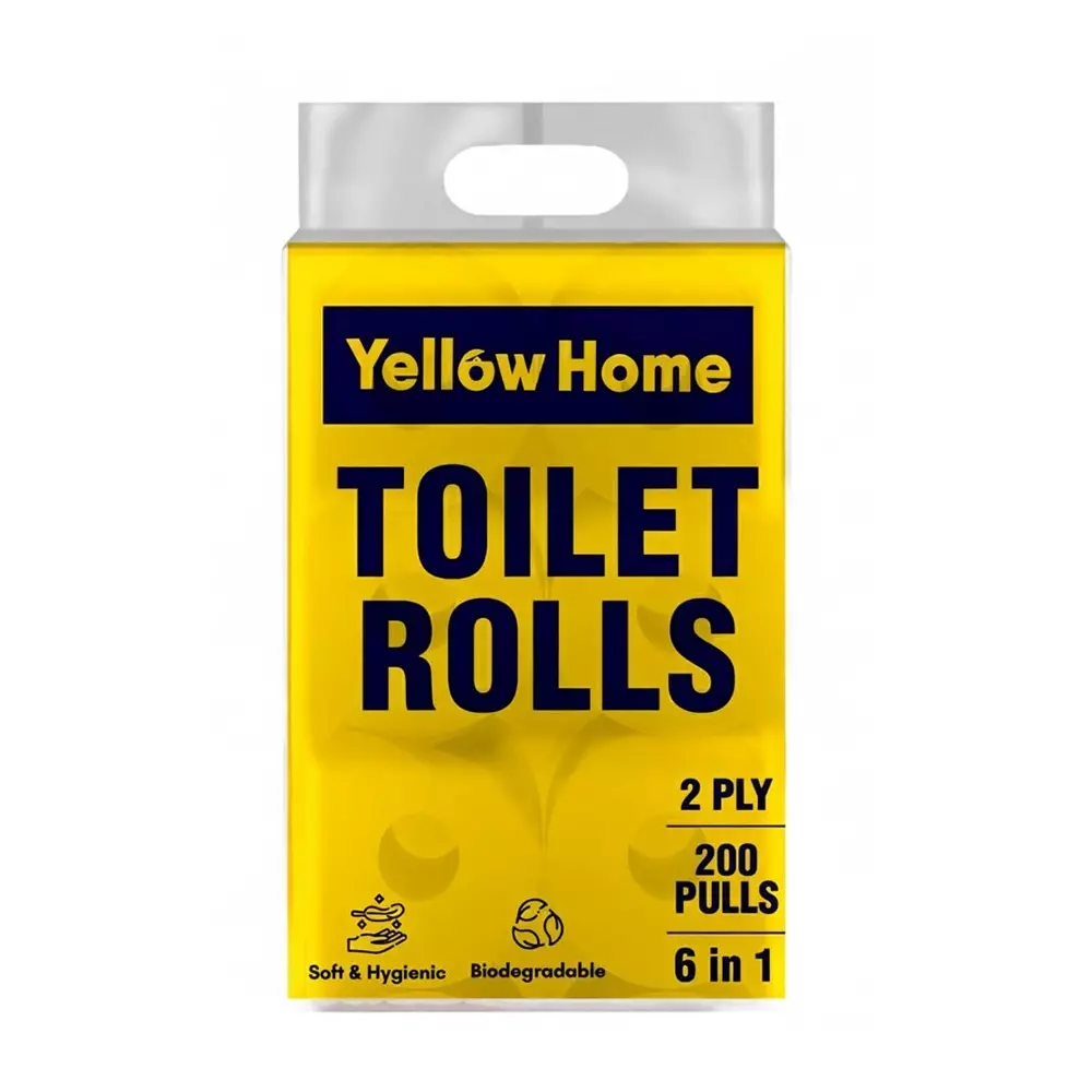 Yellow Home 6 Rolls Per Pack Toilet Tissue Rolls 2 Ply 200 Pulls Each White (Pack of 30 Packet)