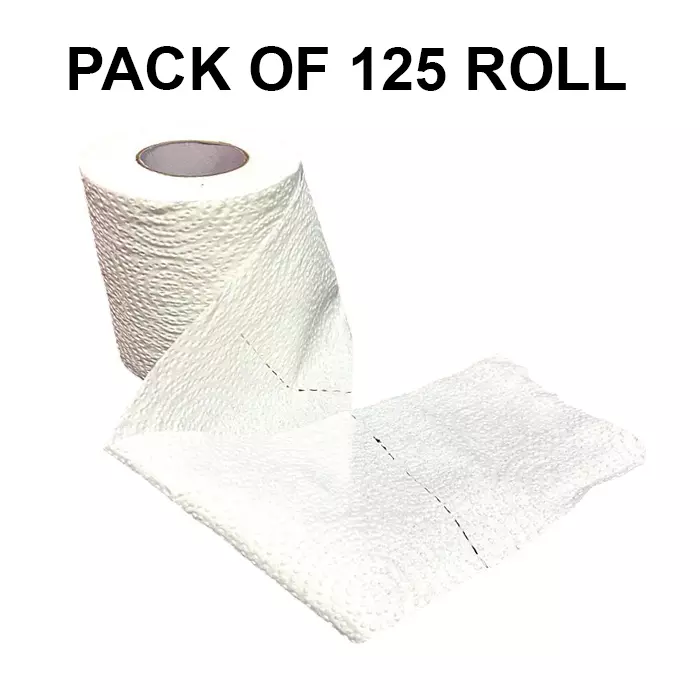 GENERIC Toilet Roll Tissue Paper White Round Shape 250 Pulls (Each Roll) for Bathrooms & Toilet Use, PTR250 (Pack of 125 Rolls)