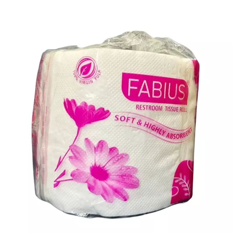 Fabius 250 Sheets Each Toilet Paper Roll 2 Ply, Size 10 x 10 cm for Hotels, Homes & Offices, FABTR250P (Pack of 100 Roll)