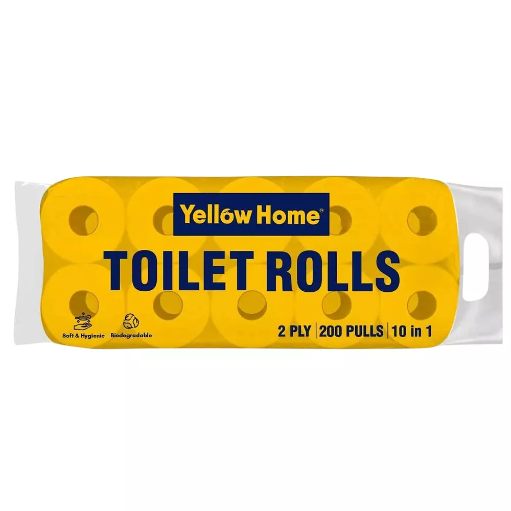 Yellow Home 10 Rolls Per Pack Toilet Tissue Rolls 2000 Pulls 2 Ply 200 Sheet White (Pack of 18 Packet)