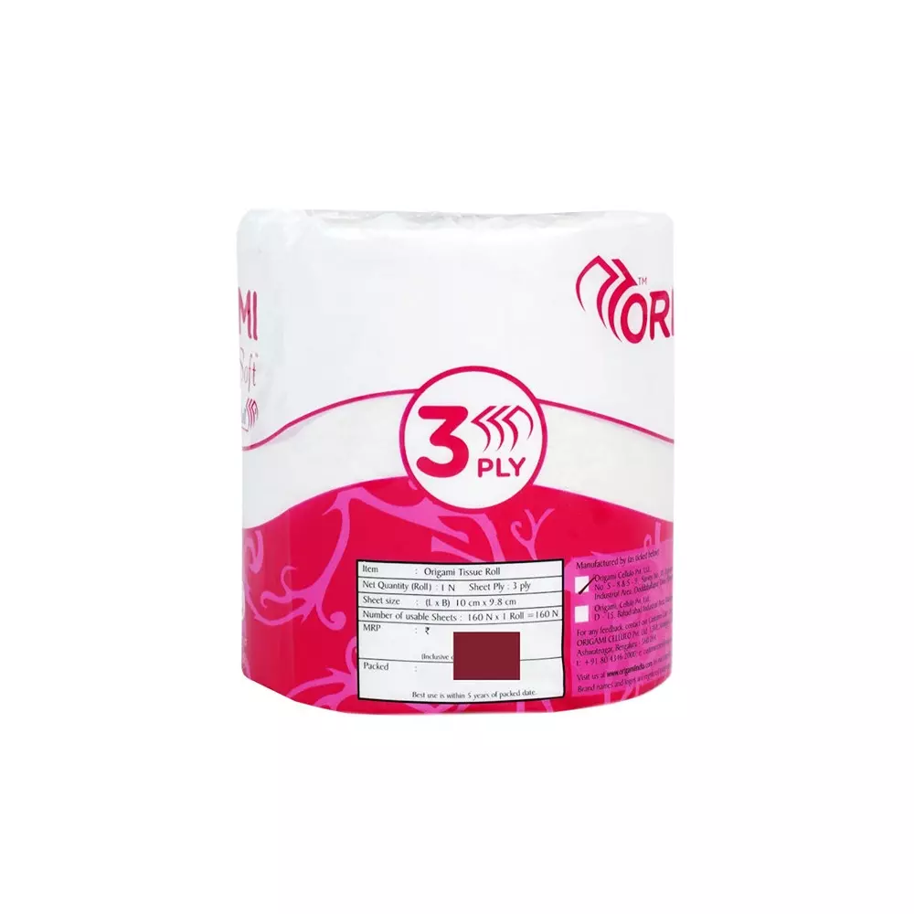 Origami So Soft Toilet Tissue Paper Roll 3 Ply 340 Pulls Per Roll White 100% Cellulose Fibre, 1123 (Pack of 10)