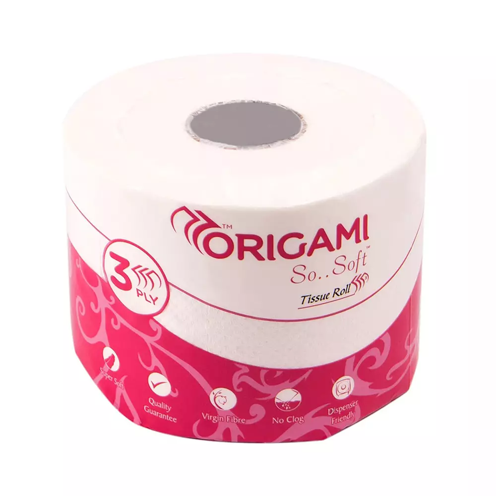Origami So Soft Toilet Tissue Paper Roll 3 Ply 340 Pulls Per Roll White 100% Cellulose Fibre, 1123 (Pack of 10)