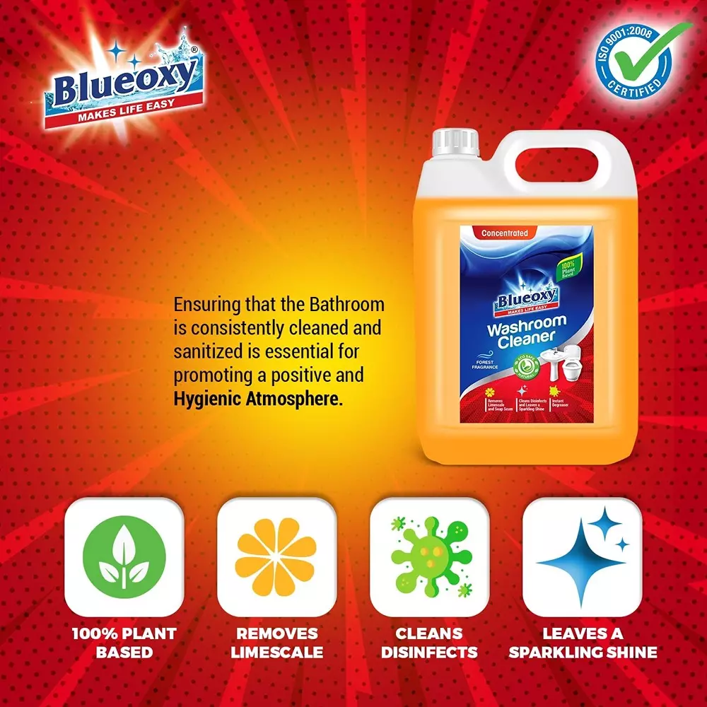 BLUEOXY Bathroom and Toilet Cleaner 5 L Lemon Scent Orange