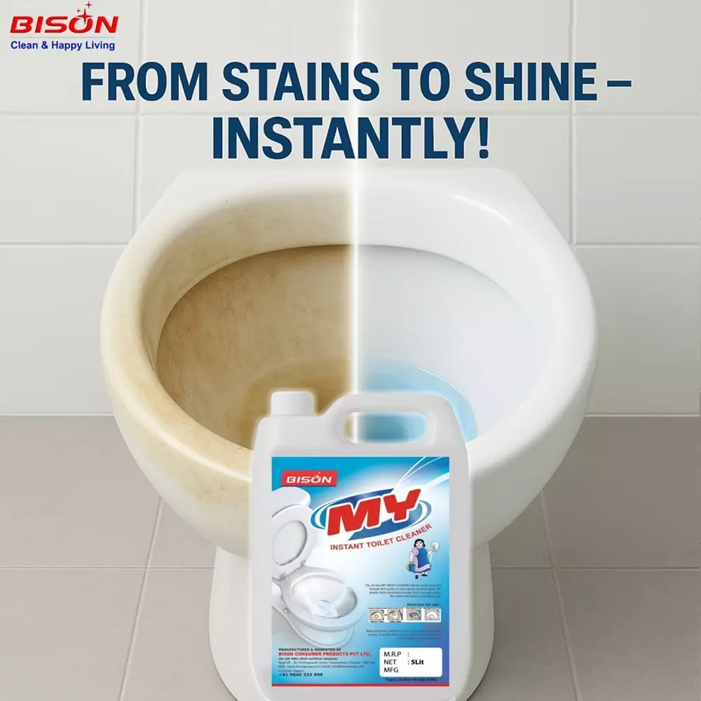 Bison My Toilet Cleaner Liquid Lemon 5 L Can for Toilet Cleaning