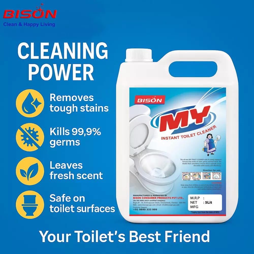 Bison My Toilet Cleaner Liquid Lemon 5 L Can for Toilet Cleaning
