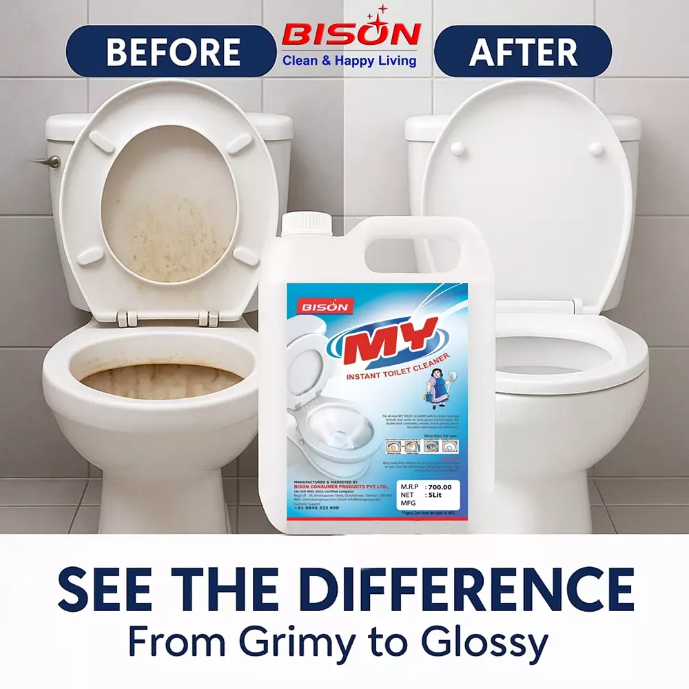 Bison My Toilet Cleaner Liquid Lemon 5 L Can for Toilet Cleaning