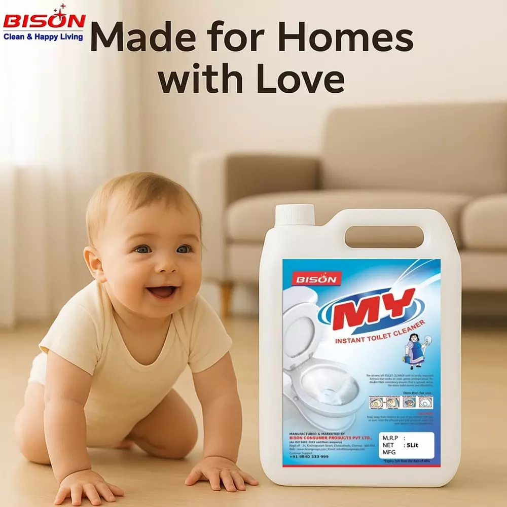 Bison My Toilet Cleaner Liquid Lemon 5 L Can for Toilet Cleaning
