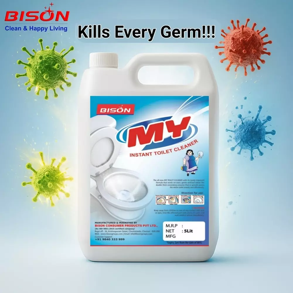 Bison My Toilet Cleaner Liquid Lemon 5 L Can for Toilet Cleaning