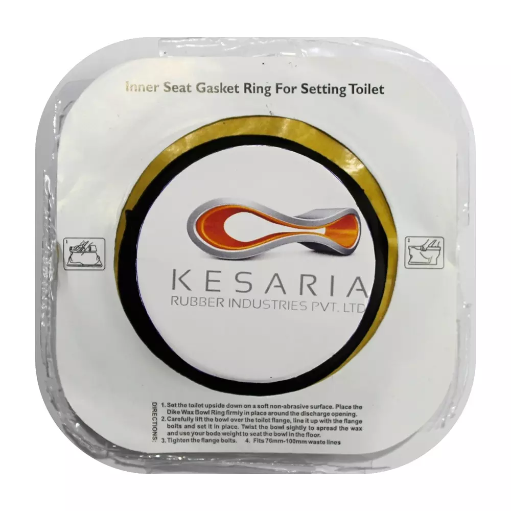 Kesaria Toilet Wax Ring with Flange Rubber, Wax 25 mm Yellow for Floor-Mounted Toilets