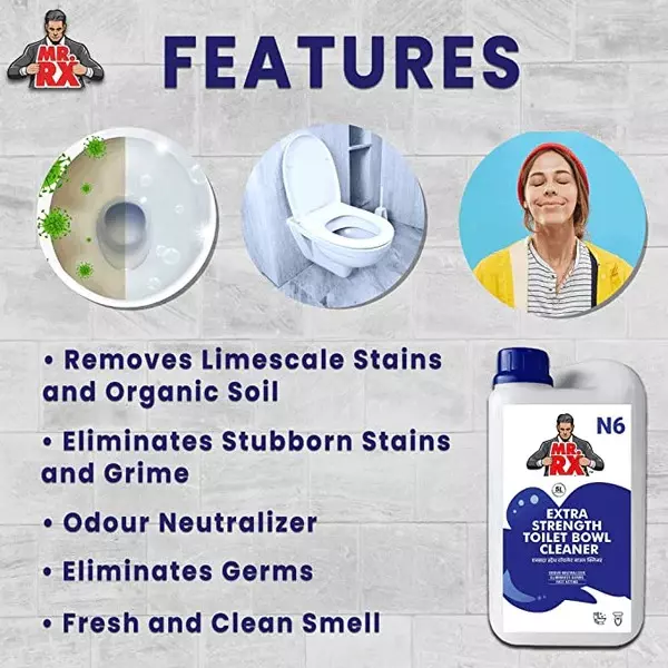 Mr. RX N6 Extra Strength Toilet Bowl Cleaner 5 L Can Liquid Fresh for Toilet Bowl & Toilet Seat