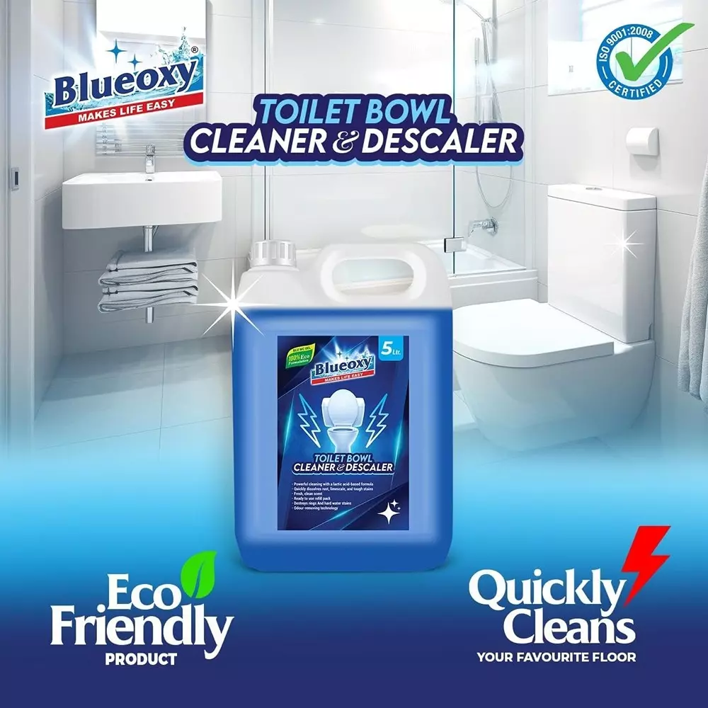 BLUEOXY Natural Toilet Bowl Cleaner & Descaler 5 L Orange Fragrance No Toxic Fumes Released Blue (Pack of 2)