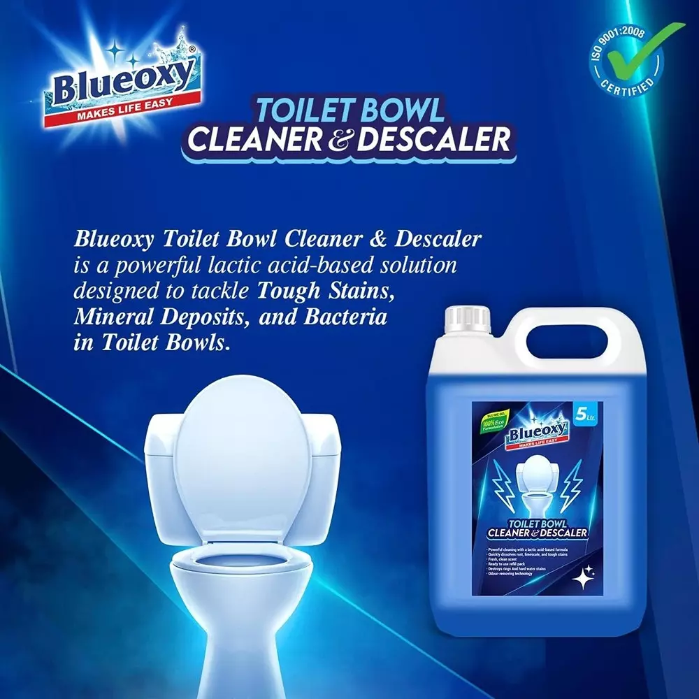 BLUEOXY Natural Toilet Bowl Cleaner & Descaler 5 L Orange Fragrance No Toxic Fumes Released Blue (Pack of 2)