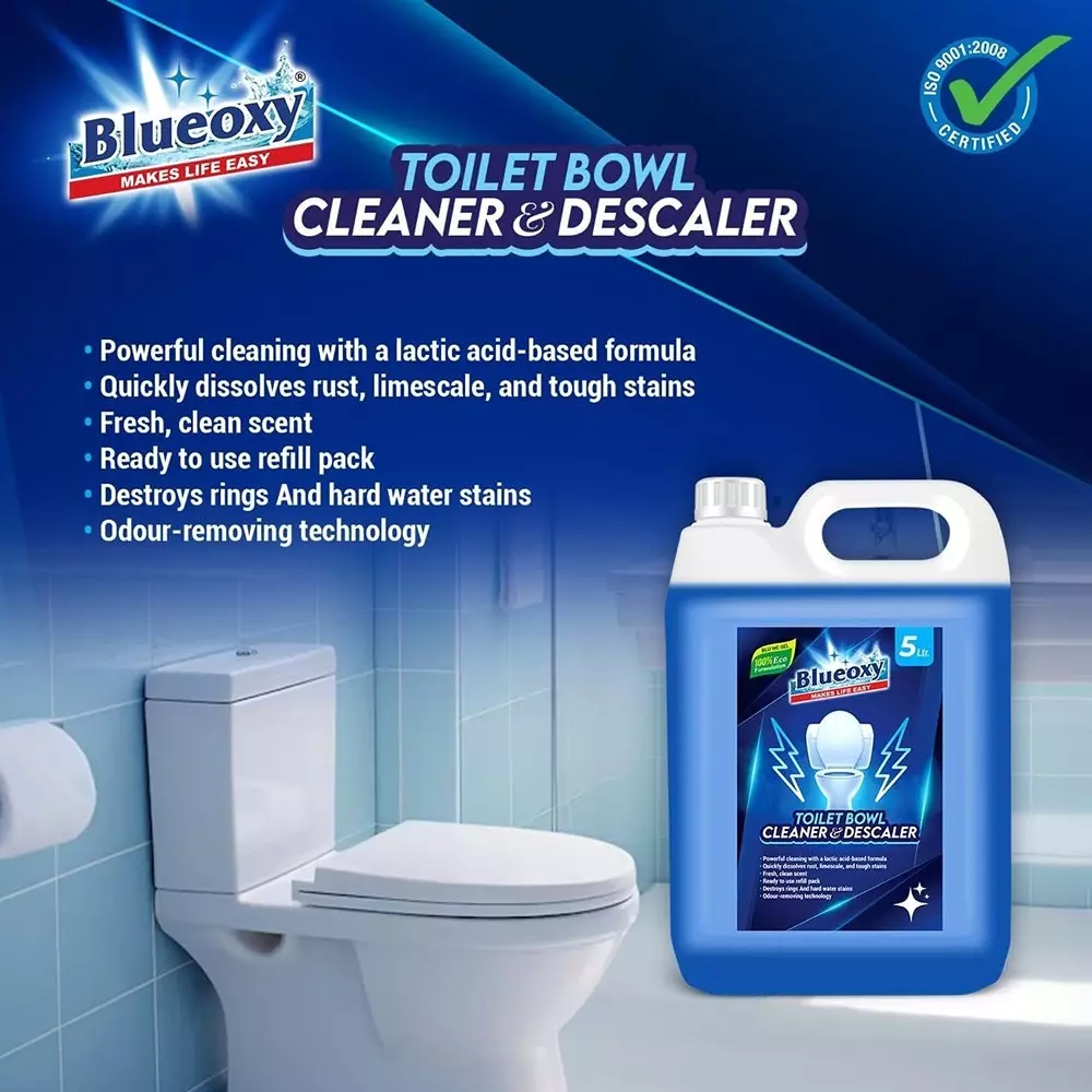 BLUEOXY Natural Toilet Bowl Cleaner & Descaler 5 L Orange Fragrance No Toxic Fumes Released Blue (Pack of 2)