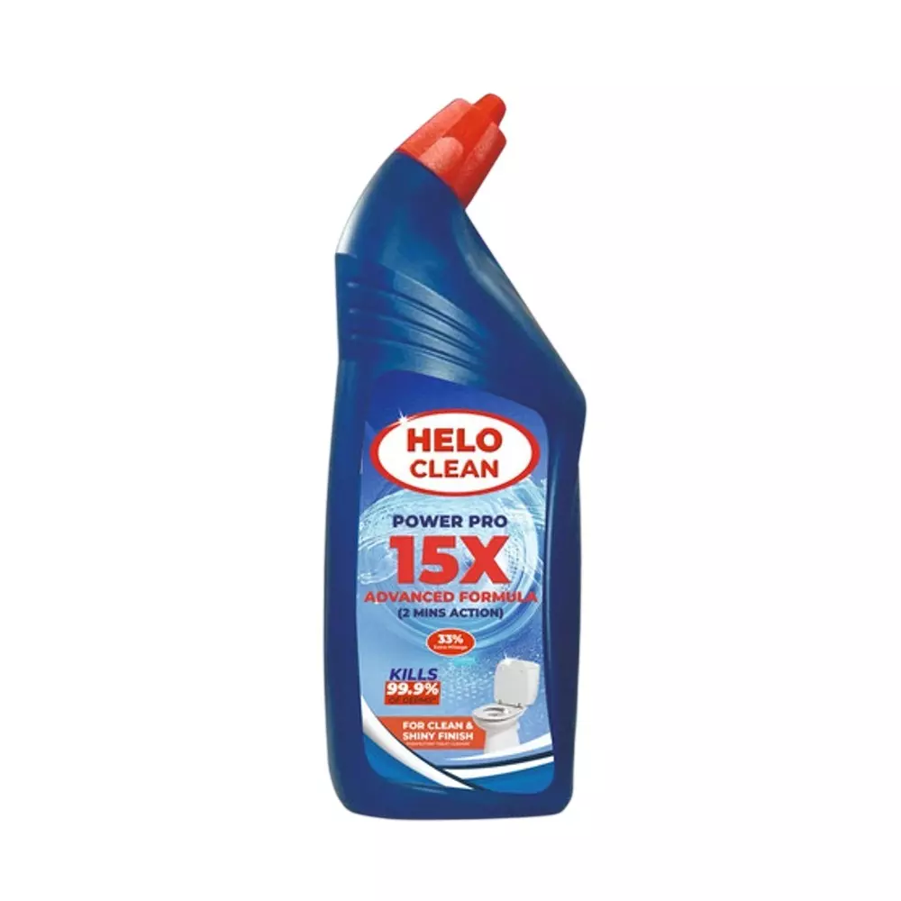 Helo Clean Toilet Cleaner Bottle Liquid Form 500 ml Blue Bottle, (Pack of 24 Pcs)