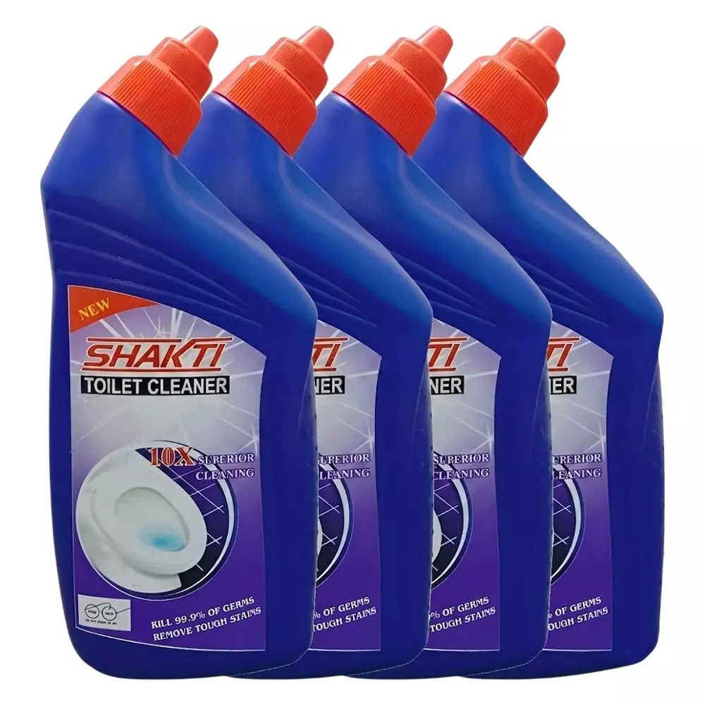 Shakti Toilet Cleaner 500 ml Capacity Liquid Form Blue Fresh Fragrance Bottle Packaging Type for Toilet Seat Use, (Pack of 4 Pcs)
