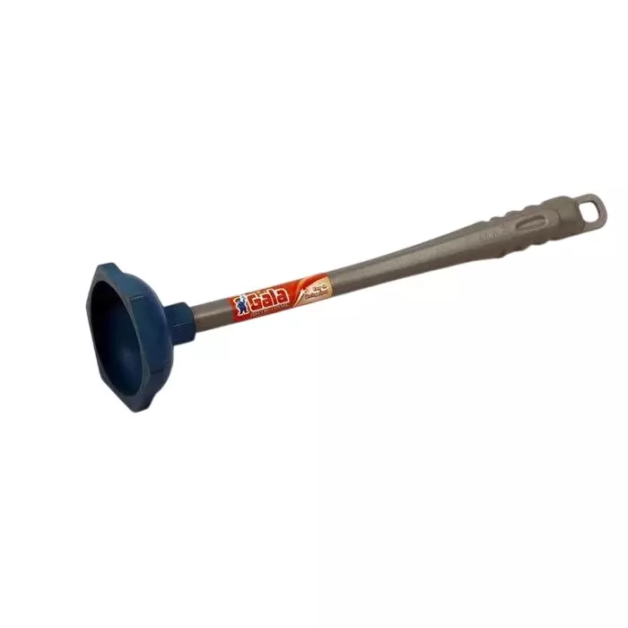 Gala Toilet Plunger Rubber Head Material 10 cm Head Diameter Grey & Blue Steel Handle Material for Toilet & Bathroom Use