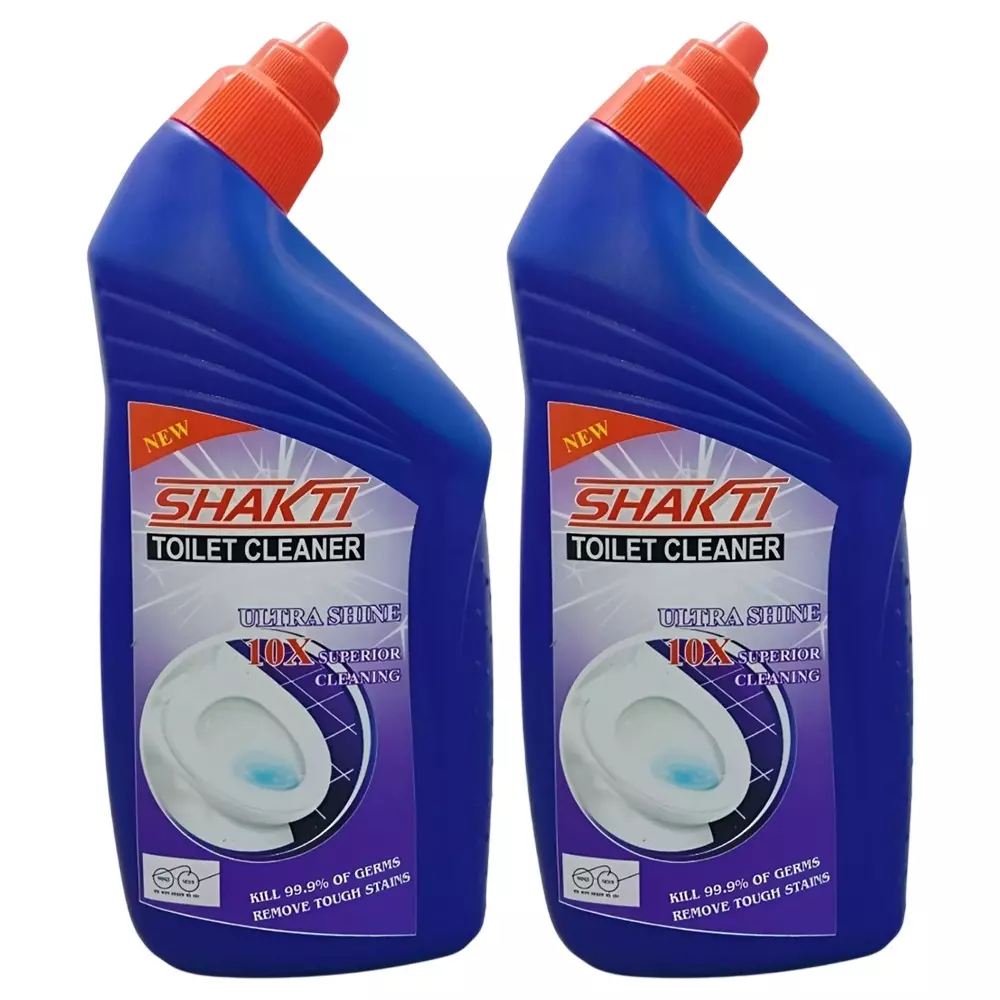 Shakti Toilet Cleaner 500 ml Capacity Liquid Form Blue Fresh Fragrance Bottle Packaging Type for Toilet Seat Use, (Pack of 2 Pcs)