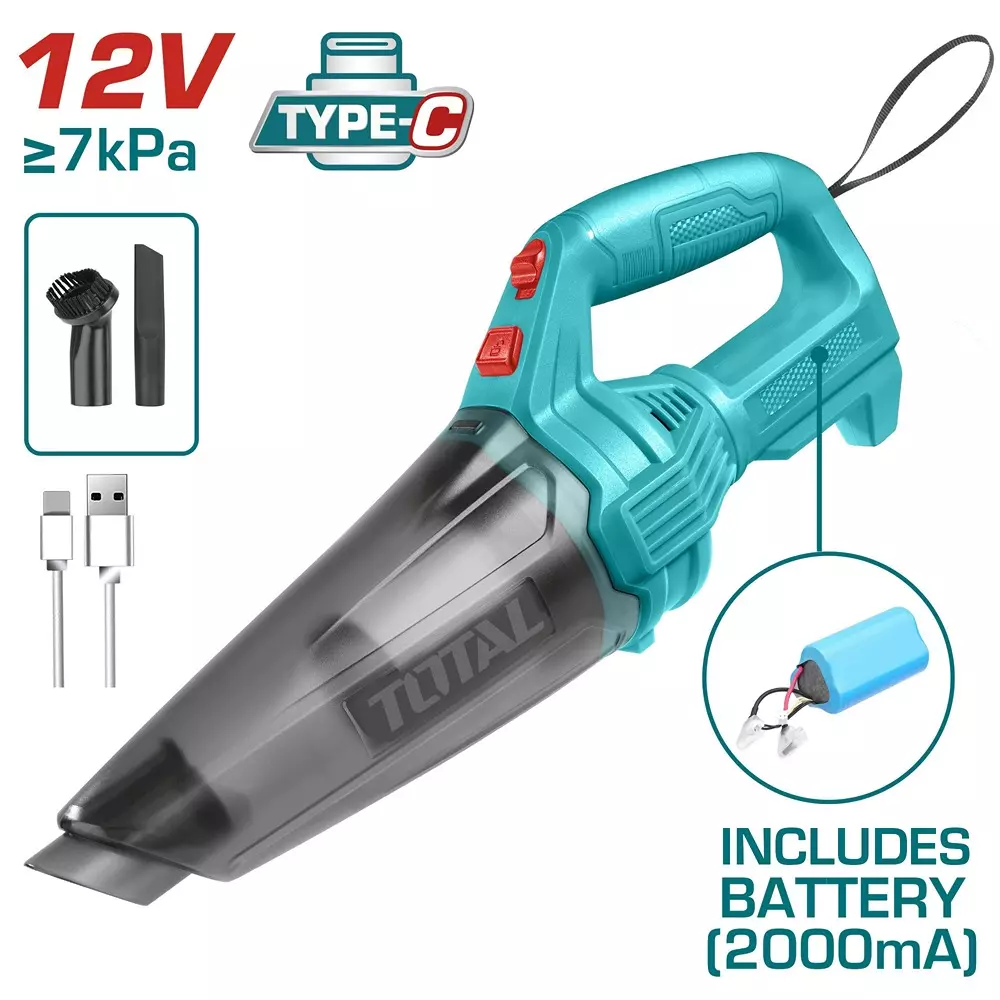 Total Lithium- Ion Vacuum Cleaner 12 V 0.5 L Dust Capacity, TVLI2026