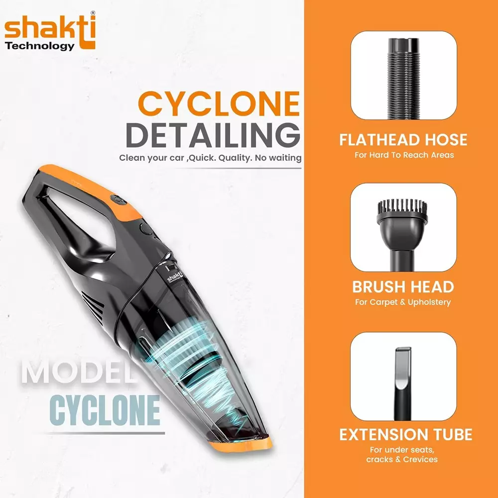Shakti Technology Cyclone Handheld Vacuum Cleaner With LED Light 100 W HEPA Filter 4500 Pa Suction