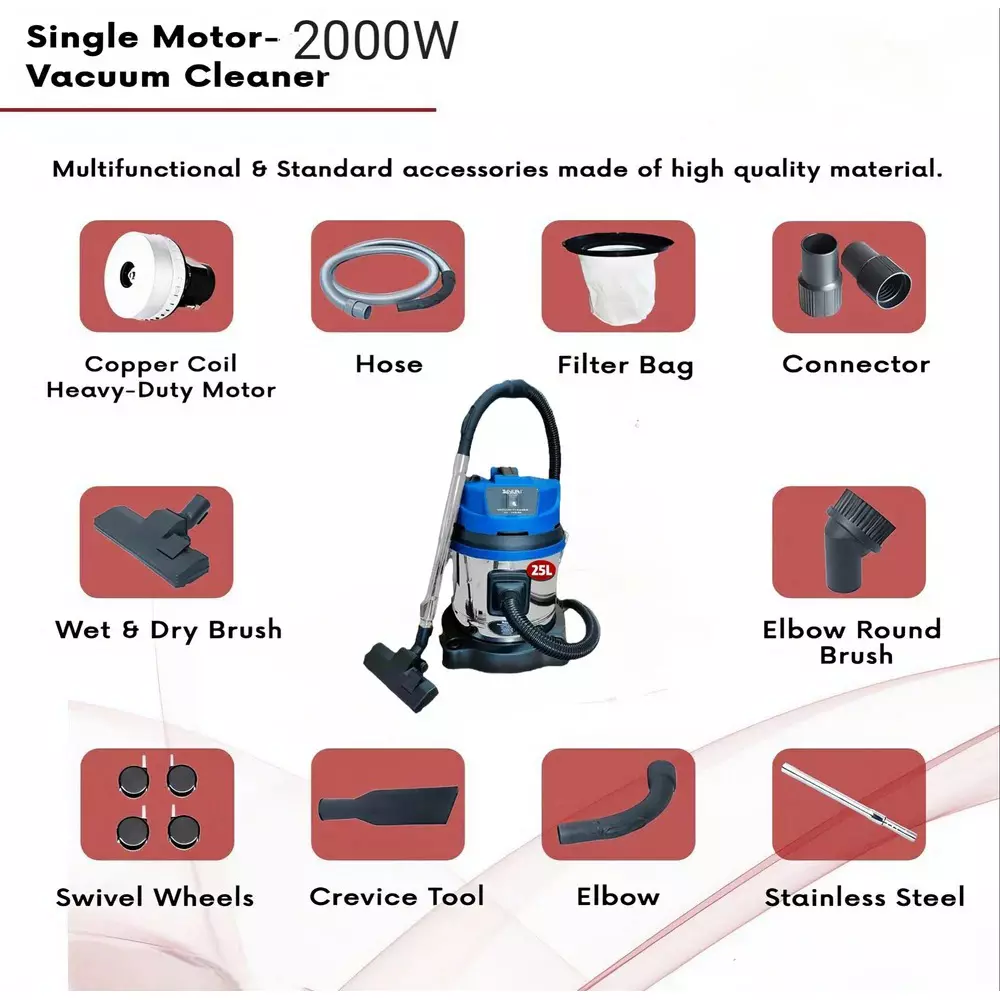 DAYURI 25 L Electric Wet & Dry Vaccum Cleaner 2000 W, DA-VC5156