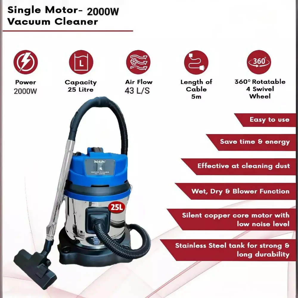 DAYURI 25 L Electric Wet & Dry Vaccum Cleaner 2000 W, DA-VC5156