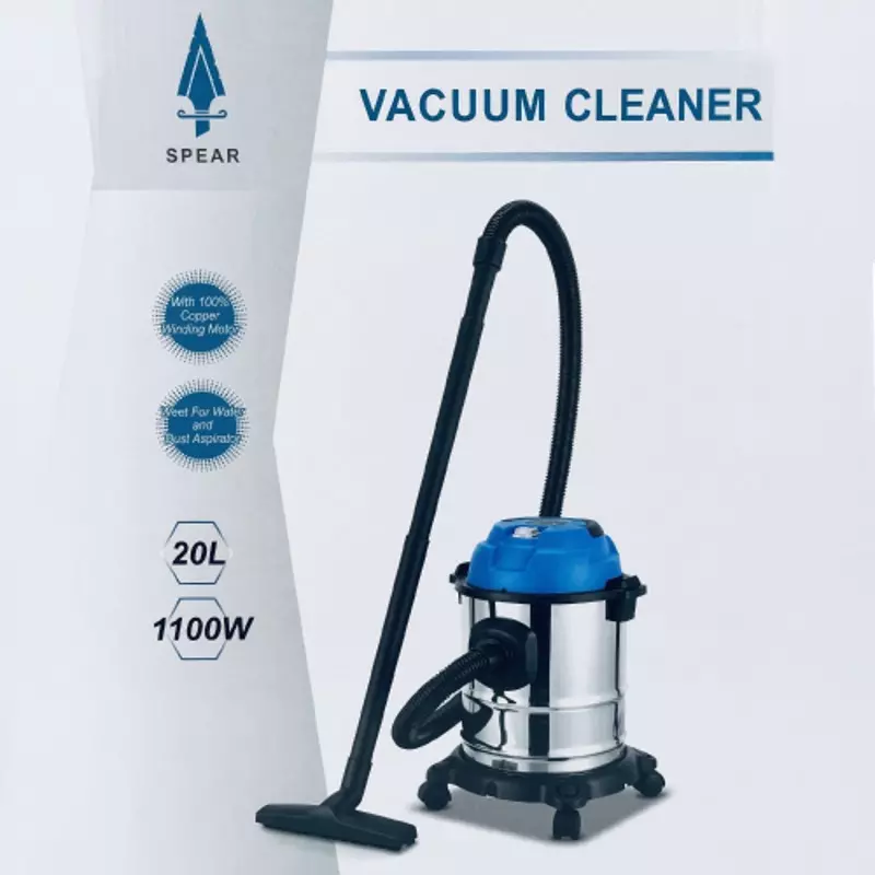 spear-20-l-vacuum-cleaner-wet-dry-canister-type-17-kpa-suction-and-1100-w-power-rating-for-home-industrial-use