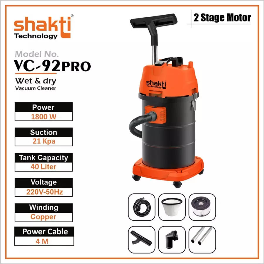 Shakti Technology VC-92 Pro 40 L Electric Wet and Dry Vacuum Cleaner